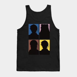 All Main Characters from More than a married couple, but not lovers or Fuufu Ijou, Koibito Miman: Akari Watanabe, Shiori Sakurazaka, Jirou Yakuin and Minami Tenjin in Silhouette Pop Art Design Tank Top